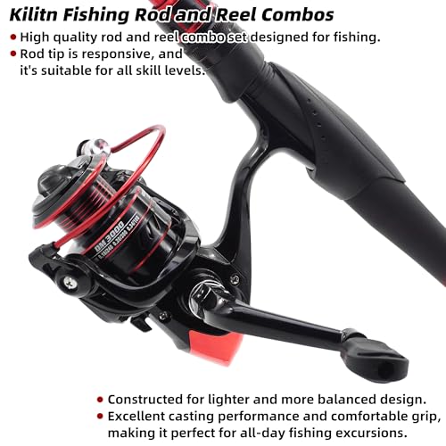 Kilitn Fishing Rod and Reel Combo, 5ft Fiberglass Telescopic Baitcasting Set B5021