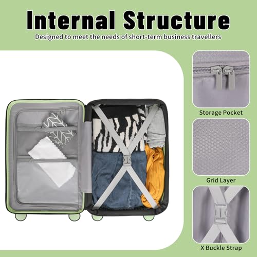 Lightweight 3-Piece Hardshell Luggage Set with Spinner Wheels & TSA Lock, Light Avocado Green B502471