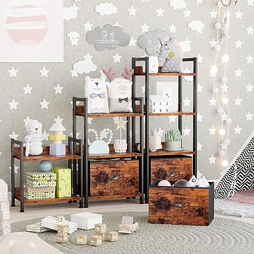 Furologee 5 Tier Bookshelf with Drawer, Industrial Tall Narrow Bookcase, Black T883828