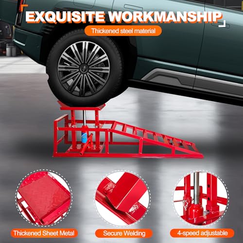 2 Pack Hydraulic Car Ramps 11050LBS High Lift 9"-14.2" Heavy Duty Steel M6524