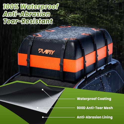21 Cubic Feet Car Rooftop Cargo Bag Carrier with Waterproof Zip, Blue K43895