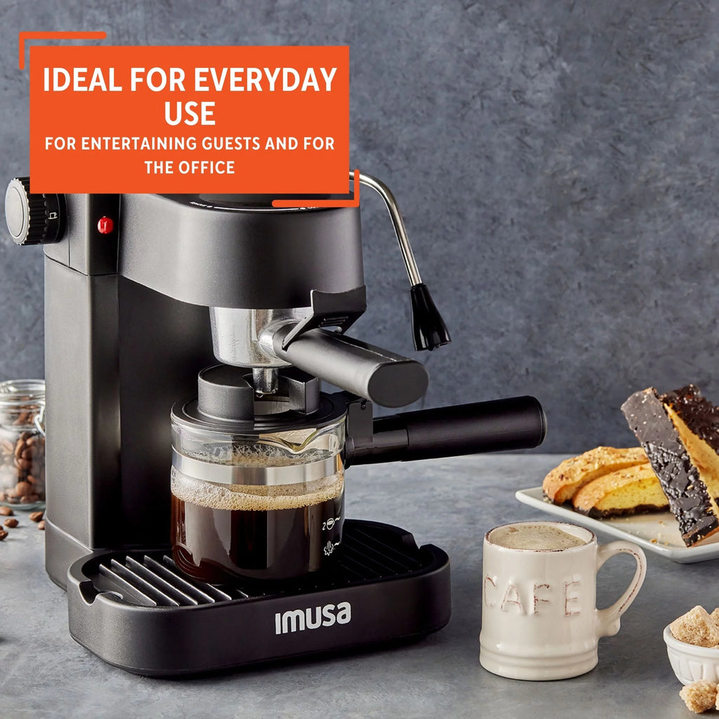 Imusa 4-Cup Electric Espresso Cappuccino Maker 800W Black V8681