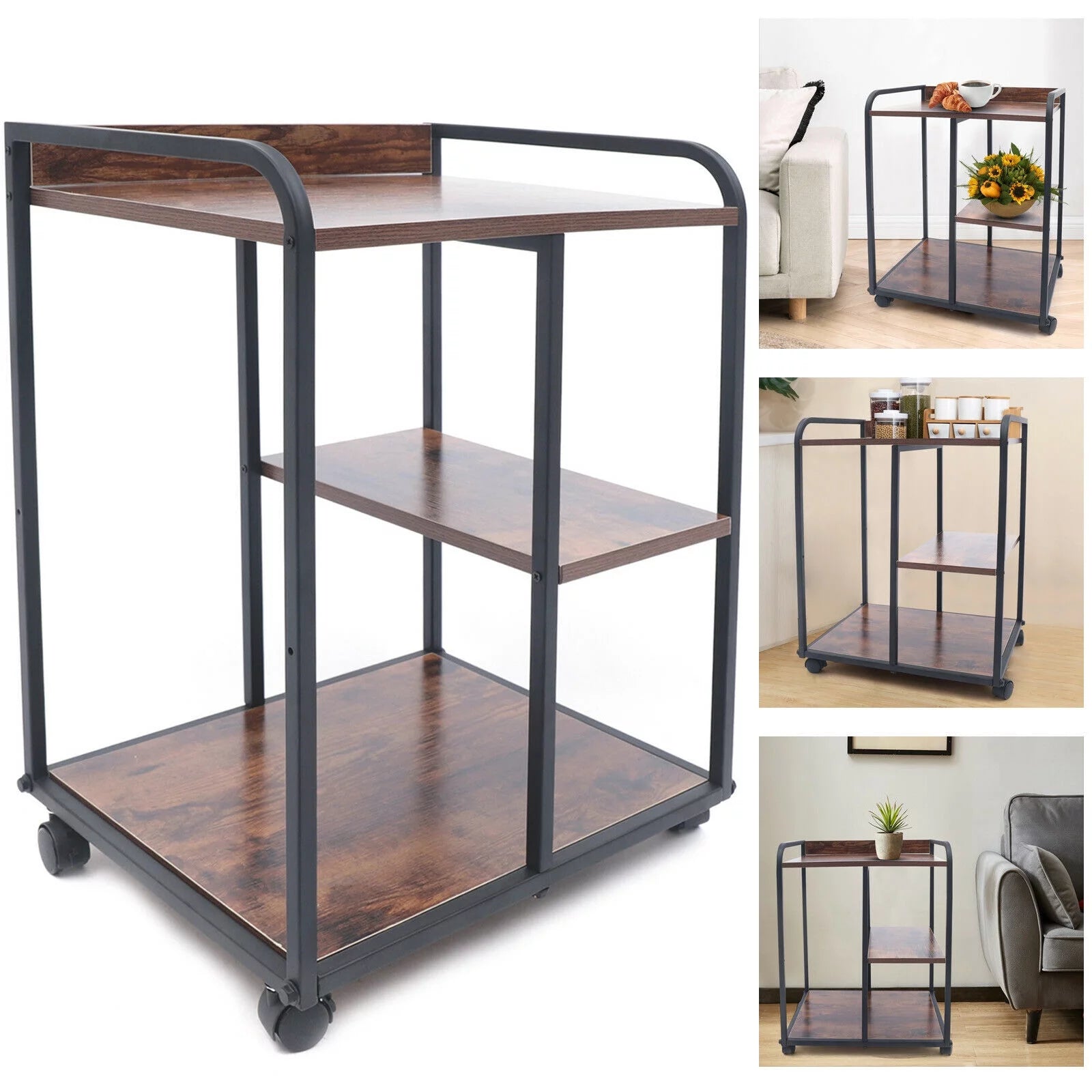 3-Tier Printer Stand with Storage Rolling Cart T6391