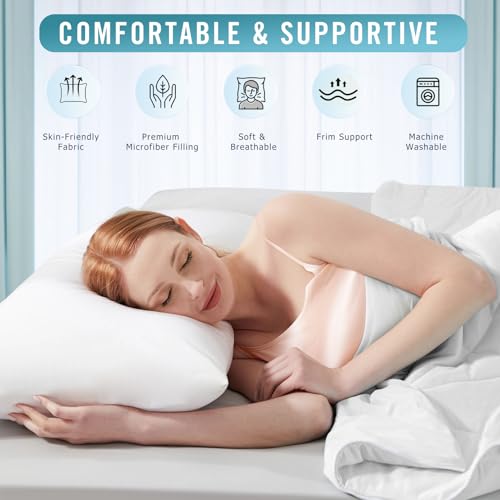 Sycoodeal King Size Bed Pillows 4 Pack, Machine Washable, Black U495