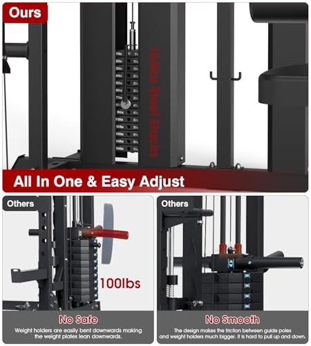 DONOW Smith Machine with Weight Stacks Power Cage Squat Rack Home Gym Y361