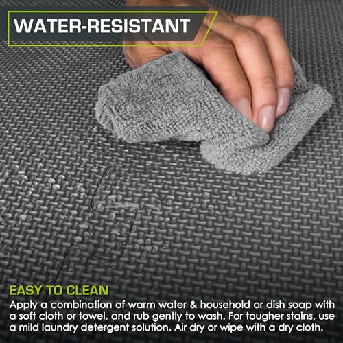 ProsourceFit Extra Thick Puzzle Exercise Mat, EVA Foam Interlocking Tiles, Black, 3/4 inch, 24 Tiles Y76691