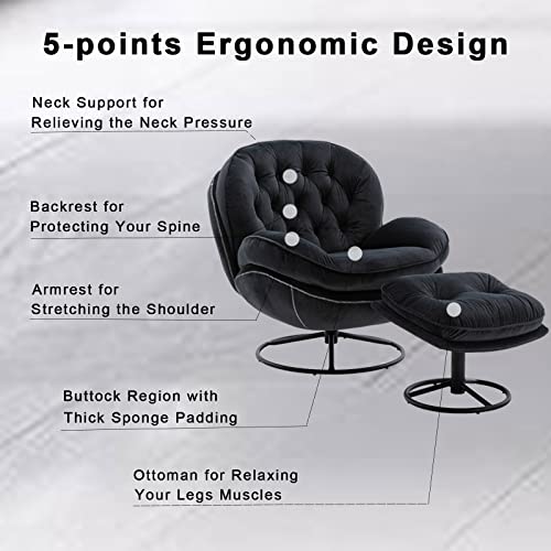 Baysitone Velvet Swivel Accent Chair with Ottoman Set, Modern Lounge Chair, Fruit Green Q36819