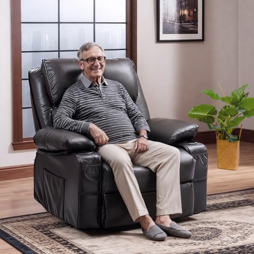 FLEXISPOT XL31 Power Lift Recliner Chair for Elderly, Electric Massage & Heat, PU Leather, Black C786106