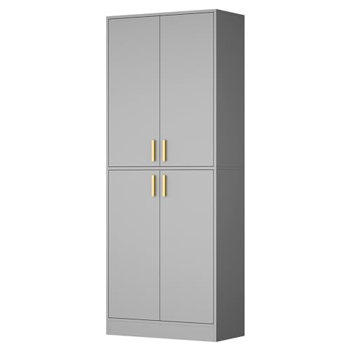 Cozy Castle 71" Tall Kitchen Pantry Cabinet with Doors and Shelves, Gray R70739