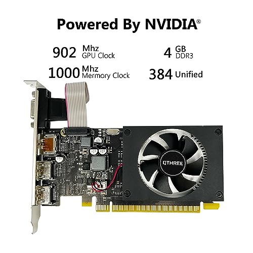 QTHREE GeForce GT 730 4GB DDR3 Low Profile Graphics Card, 2X HDMI, DP, VGA M7130