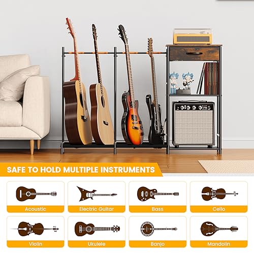 3-Tier Guitar Stand with 4 Holders and Amp Stand N407