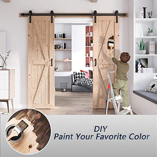 FREDBECK 48in x 80in Sliding Wood Barn Door with 8FT Hardware Kit V8036