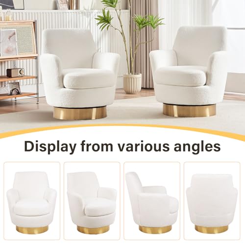 Swivel Barrel Chair Set of 2, Modern Velvet Accent Chairs, Orange P5409