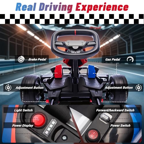 BMW Licensed 24V 9AH Electric Drift Kart for Kids, 7.5 MPH, Grey F94684