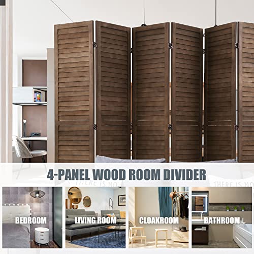 Wooden Room Divider 4 Panels Freestanding Partition for Home Office D5037