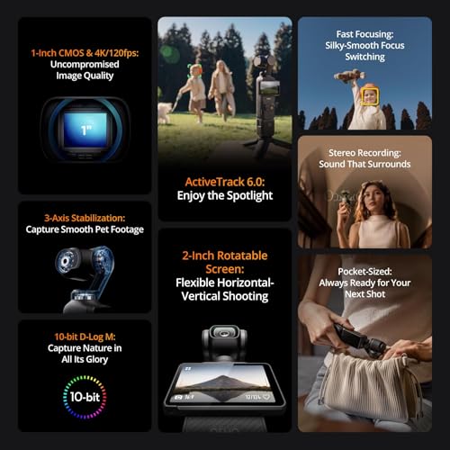 DJI Osmo Pocket 3 Creator Combo, 4K Vlogging Camera with 1'' CMOS and 3-Axis Stabilization W8192