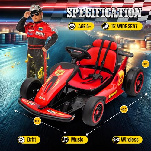 24V Electric Go Kart for Kids with 400W Motors, EVA Tires, Rose Red N76721