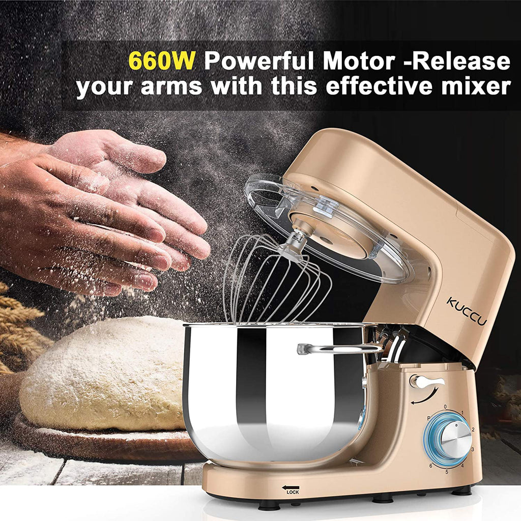 Kuccu Stand Mixer 8.5 Qt 660W 6-Speed Tilt-Head Electric Kitchen Mixer J1260