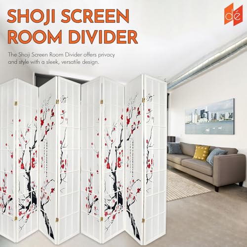 Legacy Decor 4-Panel Blossom Screen Portable Foldable Shoji Room Divider Black K541964