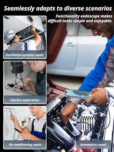 Dual-Lens 1920P HD Endoscope Camera with Light, IP67 Waterproof, 16.4ft for iOS & Android M65854