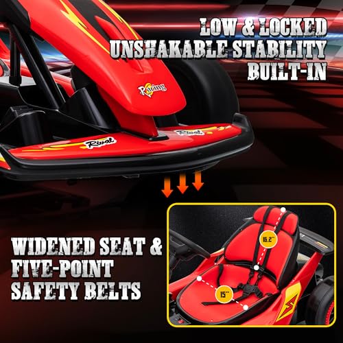24V Electric Go Kart for Kids with 400W Motors, EVA Tires, Rose Red N76721