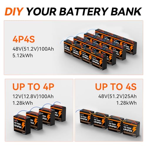 12V 25Ah LiFePO4 Battery with Built-in 20A BMS Q9551