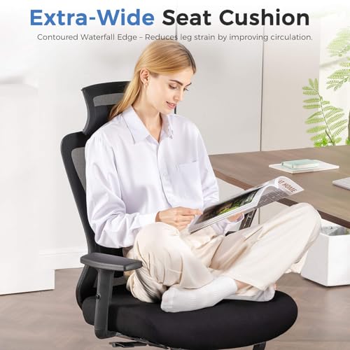 COMHOMA Ergonomic Big and Tall Gaming Chair 350 LBS with Lumbar Support, Black O381