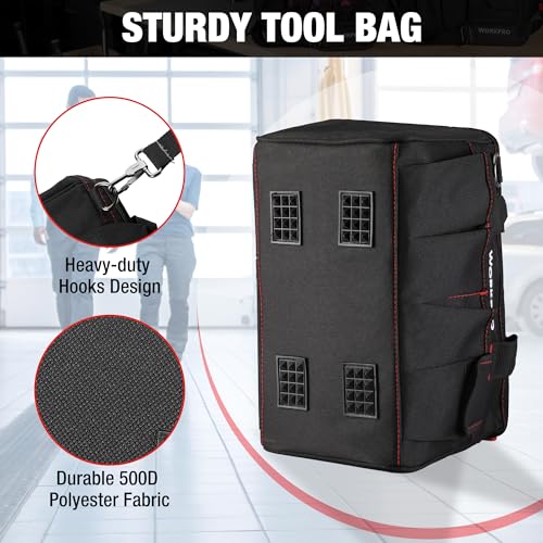 WORKPRO 16-inch Wide Mouth Tool Storage Bag with Waterproof Rubber Base L2617