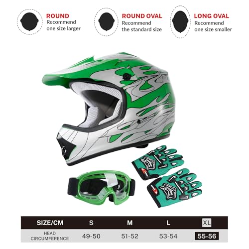 SLMOTO Dot Youth Kids Motocross Helmet Red Spider Design with Goggles and Gloves F254987