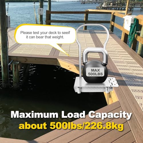 Folding Boat Boarding Platform with Handrail 500LBs Non-Slip Steel Z8149