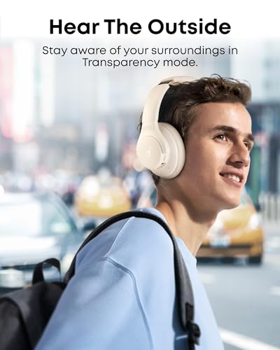 Soundcore by Anker Q20i Hybrid Active Noise Cancelling Headphones, Wireless Over-Ear Bluetooth, White S574