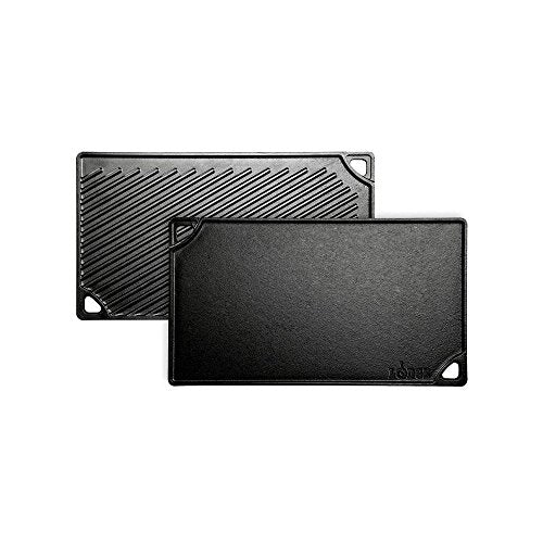 Lodge Reversible Cast Iron Grill/Griddle, 9.5 x 16.75 Inch, Pre-Seasoned U26188