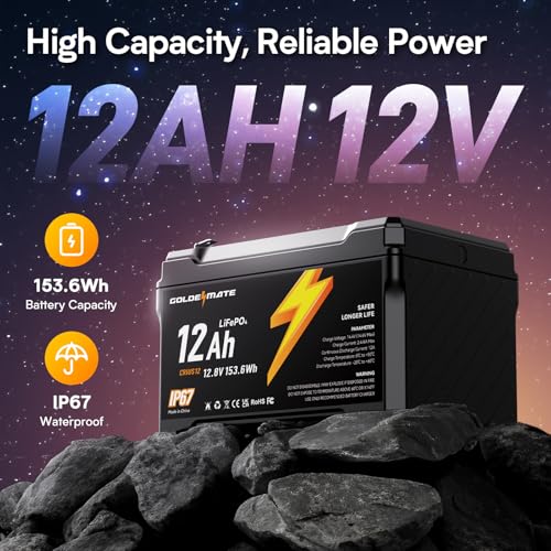 12V 7Ah LiFePO4 Deep Cycle Battery with Built-in BMS, IP67 Waterproof R689