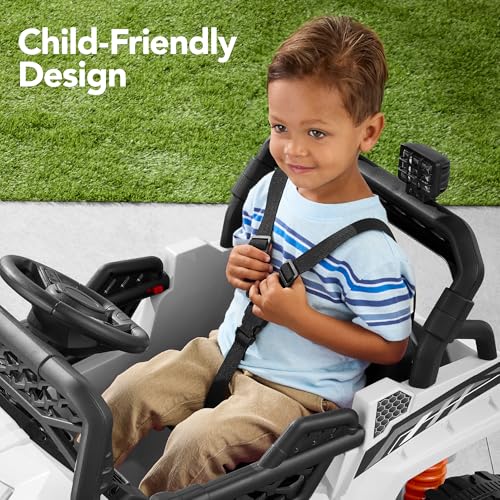 Kids 12V Electric Ride On UTV Car with Trailer, Parent Control, LED Lights, Bluetooth - Black C2735