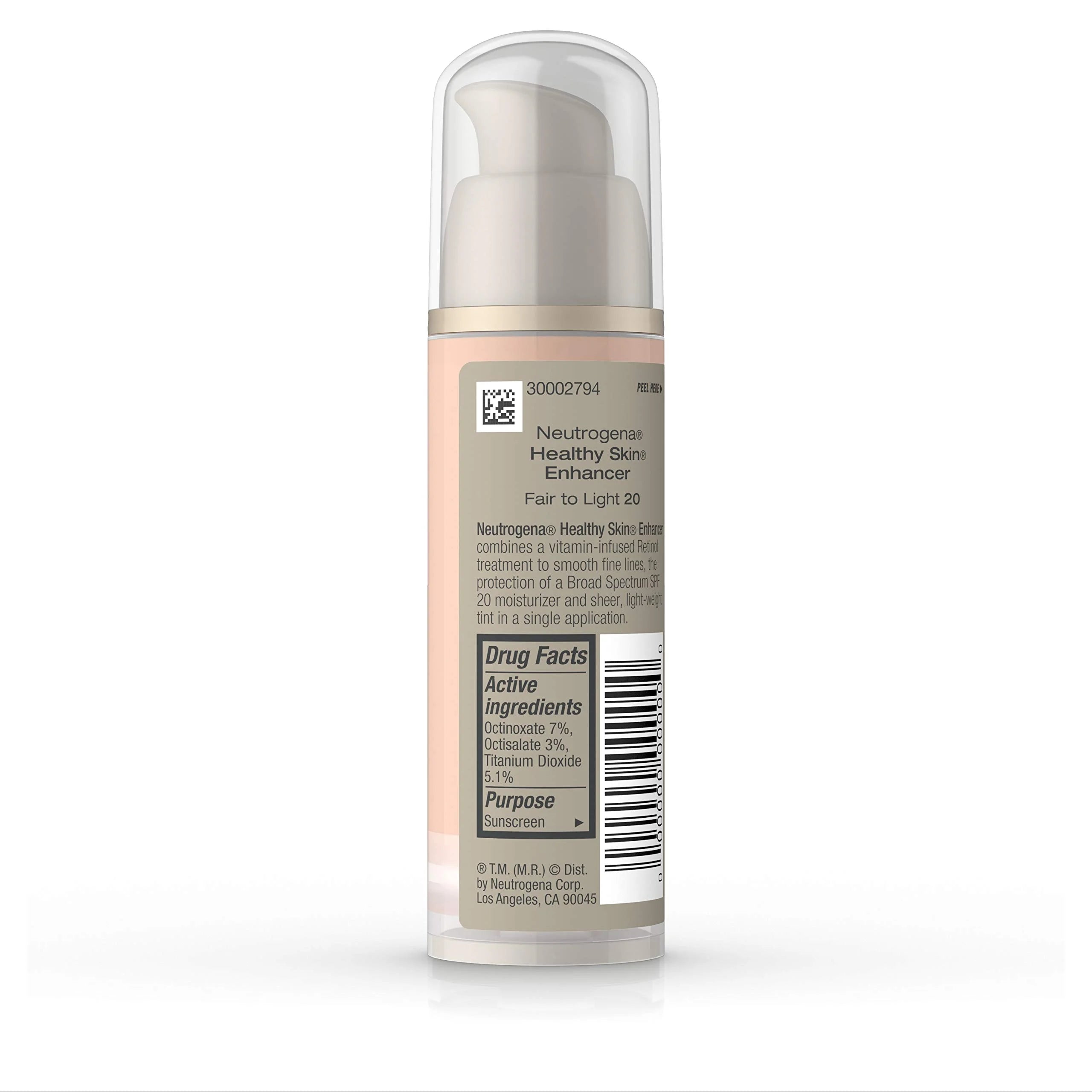 Neutrogena Healthy Skin Enhancer Sheer Face Tint with Retinol & SPF 20, Fair to Light 20, 1 Fl. Oz A341