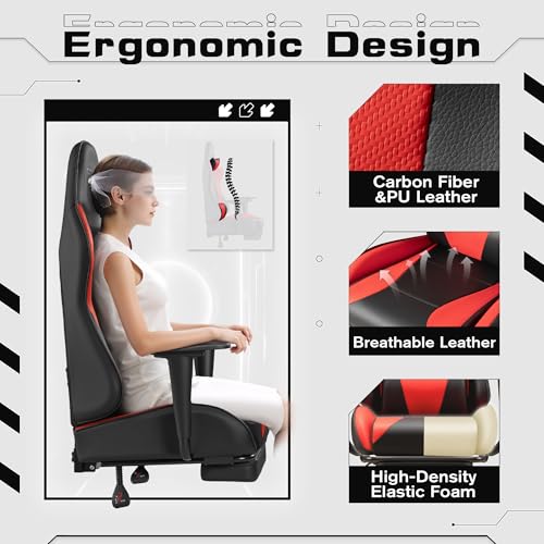 Homall Gaming Chair with Footrest and Massage Lumbar Support, Black T748