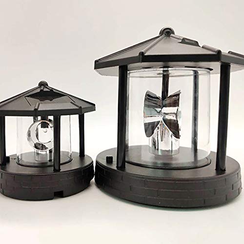 Solar Lighthouse LED Rotating Outdoor Decorative Lamp (Black) M757946