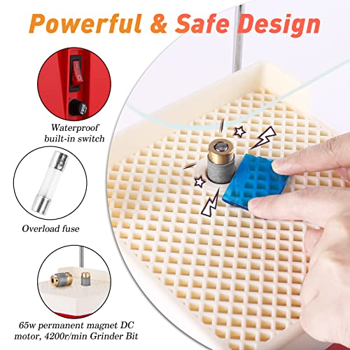 Stained Glass Grinder 65W Portable DIY Grinding Tool Kit with 5/8" and 1" Bit O65808