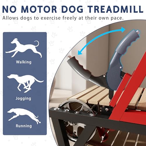Dog Treadmill for Medium/Large Dogs with Handbrake, Non-Electric Slatmill D366