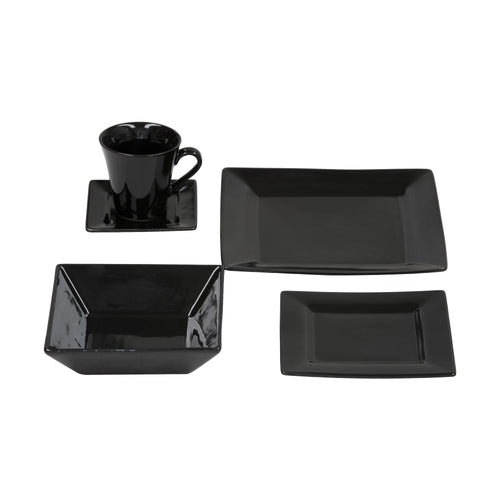 10 Strawberry Street Nova 30 Piece Dinnerware Set Black L362