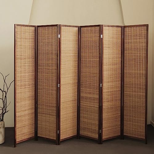Bamboo Room Divider 6 Panel Folding Screen 67"H x 92.1"W X2437
