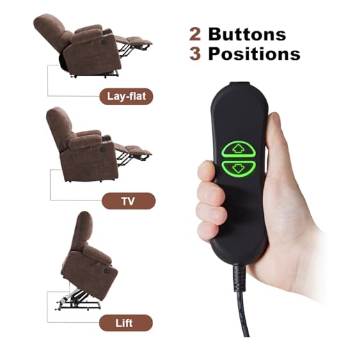 Power Lift Recliner Chair with Heat and Massage for Elderly, Coffee J9646