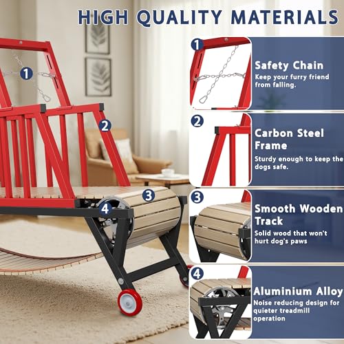Dog Treadmill for Medium/Large Dogs with Handbrake, Non-Electric Slatmill D366