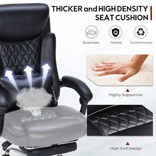 Reclining Executive Office Chair with Foot Rest for Heavy People, Khaki L77641