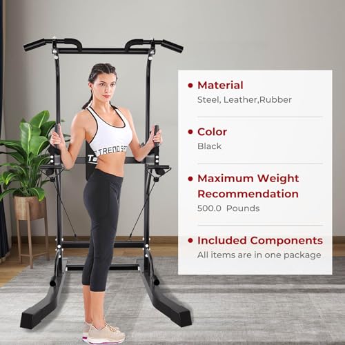 Power Tower Pull Up Bar for Home Gym, Adjustable Height Dip Station S18236