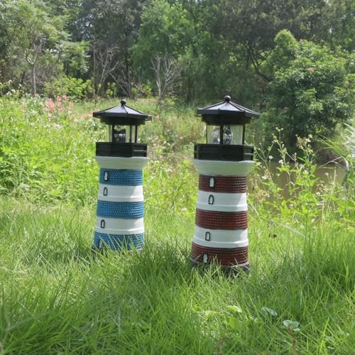 Solar Lighthouse Rotating Beacon LED Light for Yard Garden Nautical Decor K763308