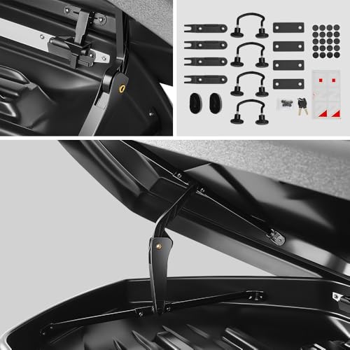 DNA MOTORING Rooftop Cargo Box Lockable Car Top Storage Case 110 Lbs Textured Black P1853