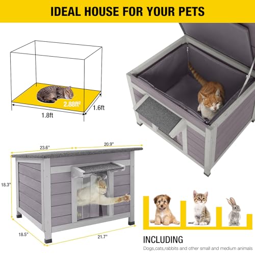 Aivituvin Cat House Outdoor Indoor Insulated Shelter with Escape Door R3178