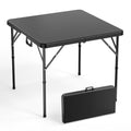 VINGLI 34" Fold in Half Square Table, Portable Plastic Dining Table, Black C965