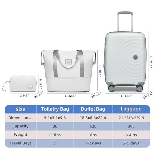 LARVENDER Luggage Sets 3 Piece, 20in Carry On PP Hardshell Suitcase with Spinner Wheels Q3160